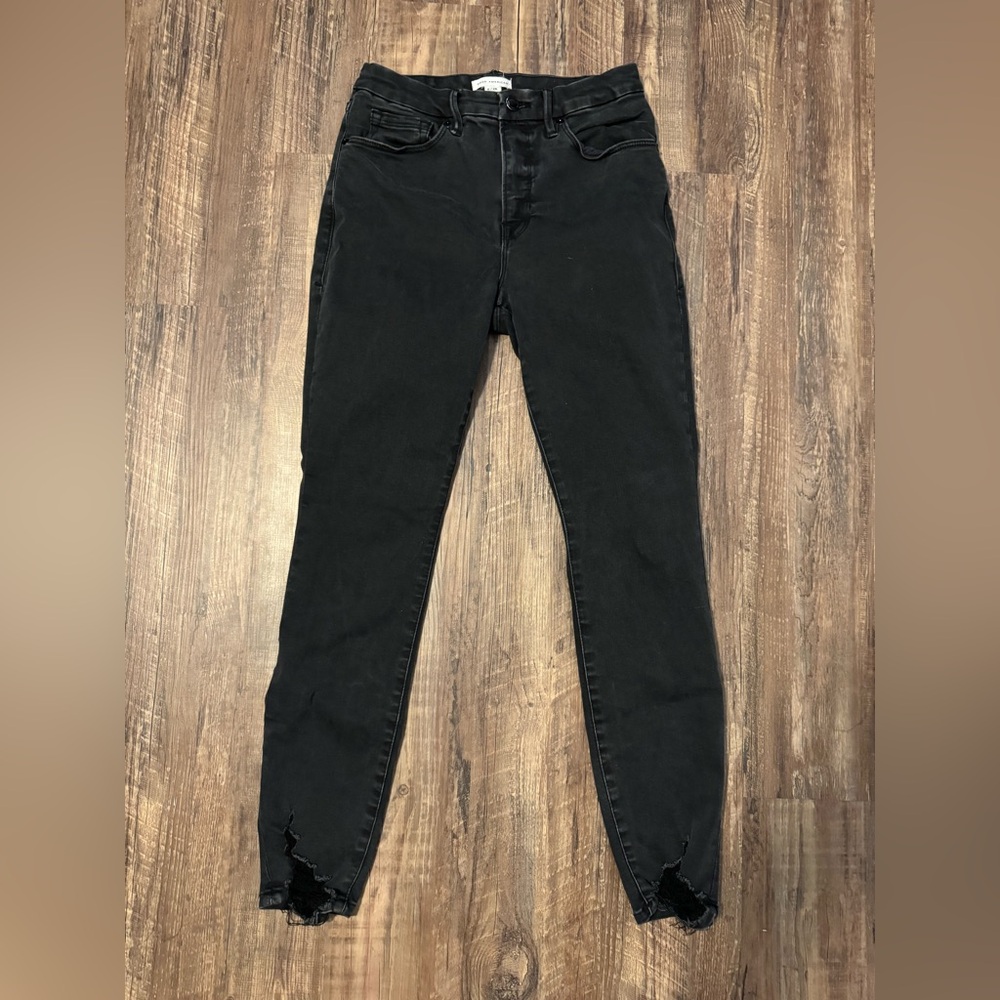 Good American Black Distressed Skinny Jeans